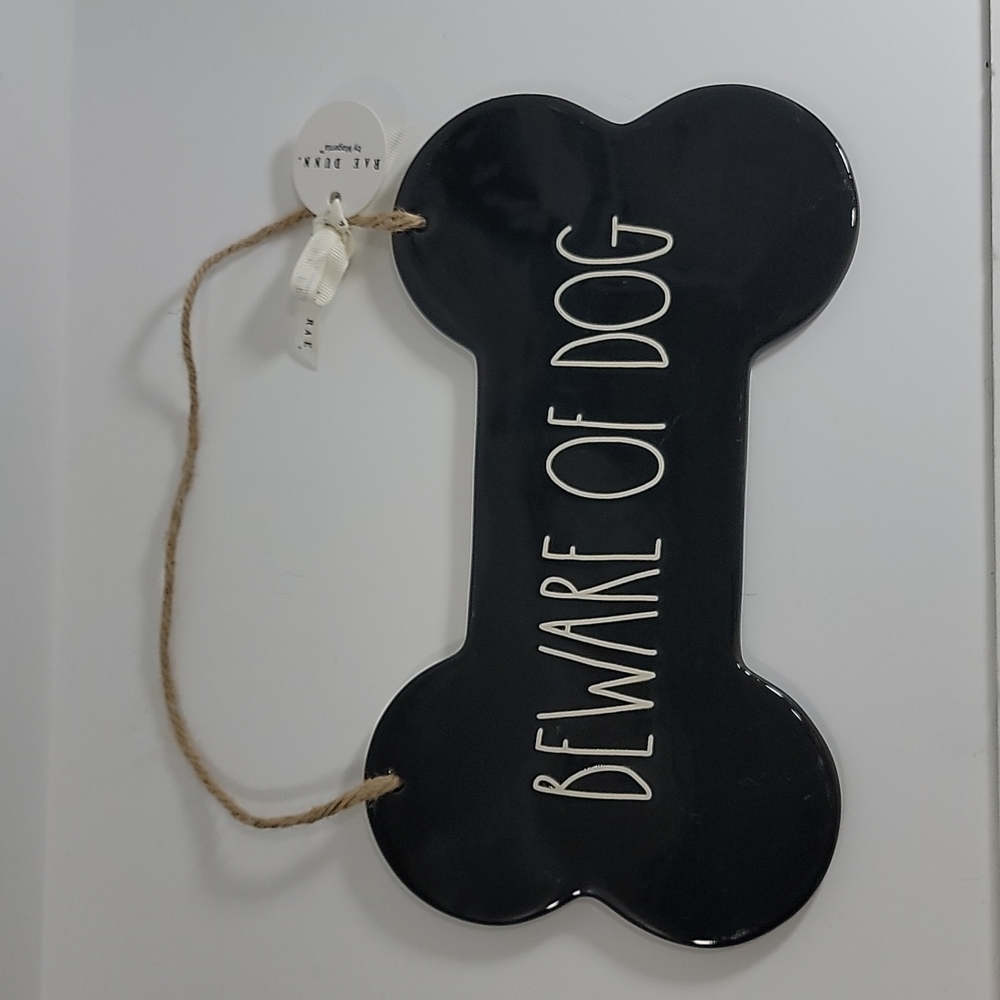 Rae Dunn Beware of Dog Halloween Hanging Dog Bone